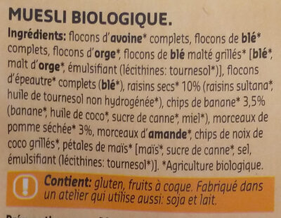 Muesli - Pomme & banane - Ingredients - fr