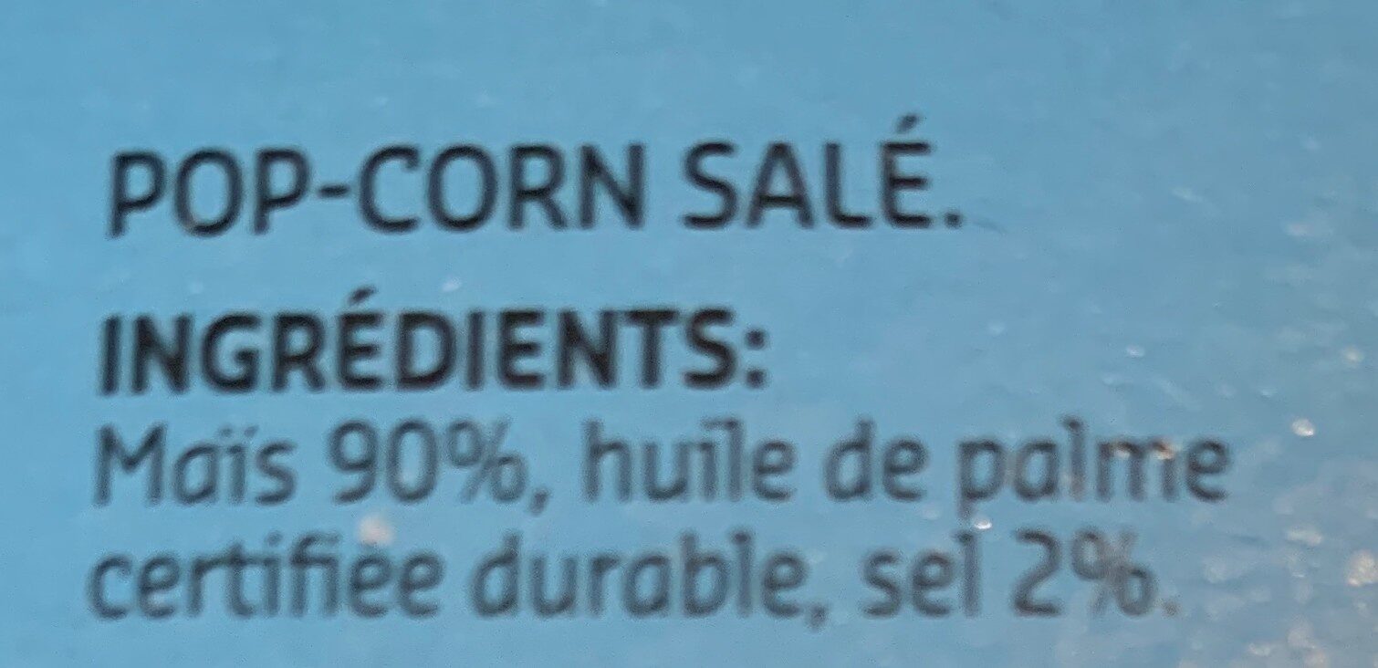 Microwave Pop corn salé - Ingrediënten - fr