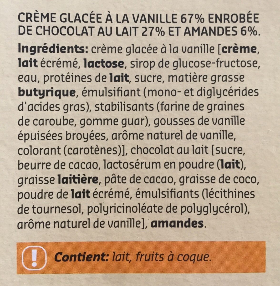 Giant Vanilla Almond - Ingrédients