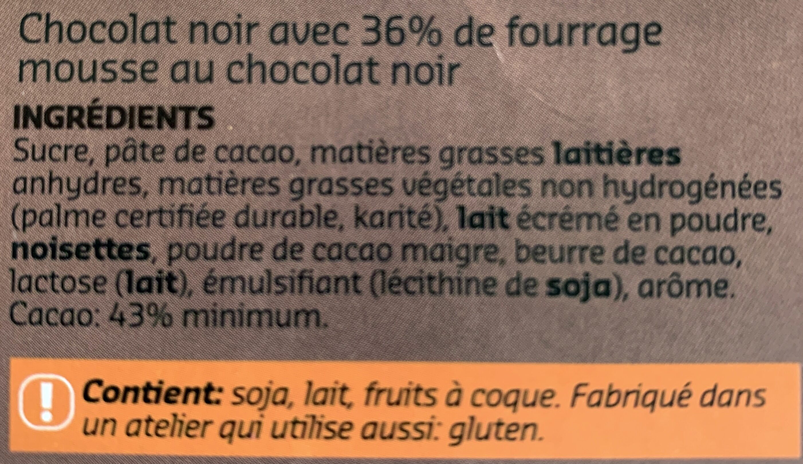 Noir pure mousse - Ingrediënten - fr
