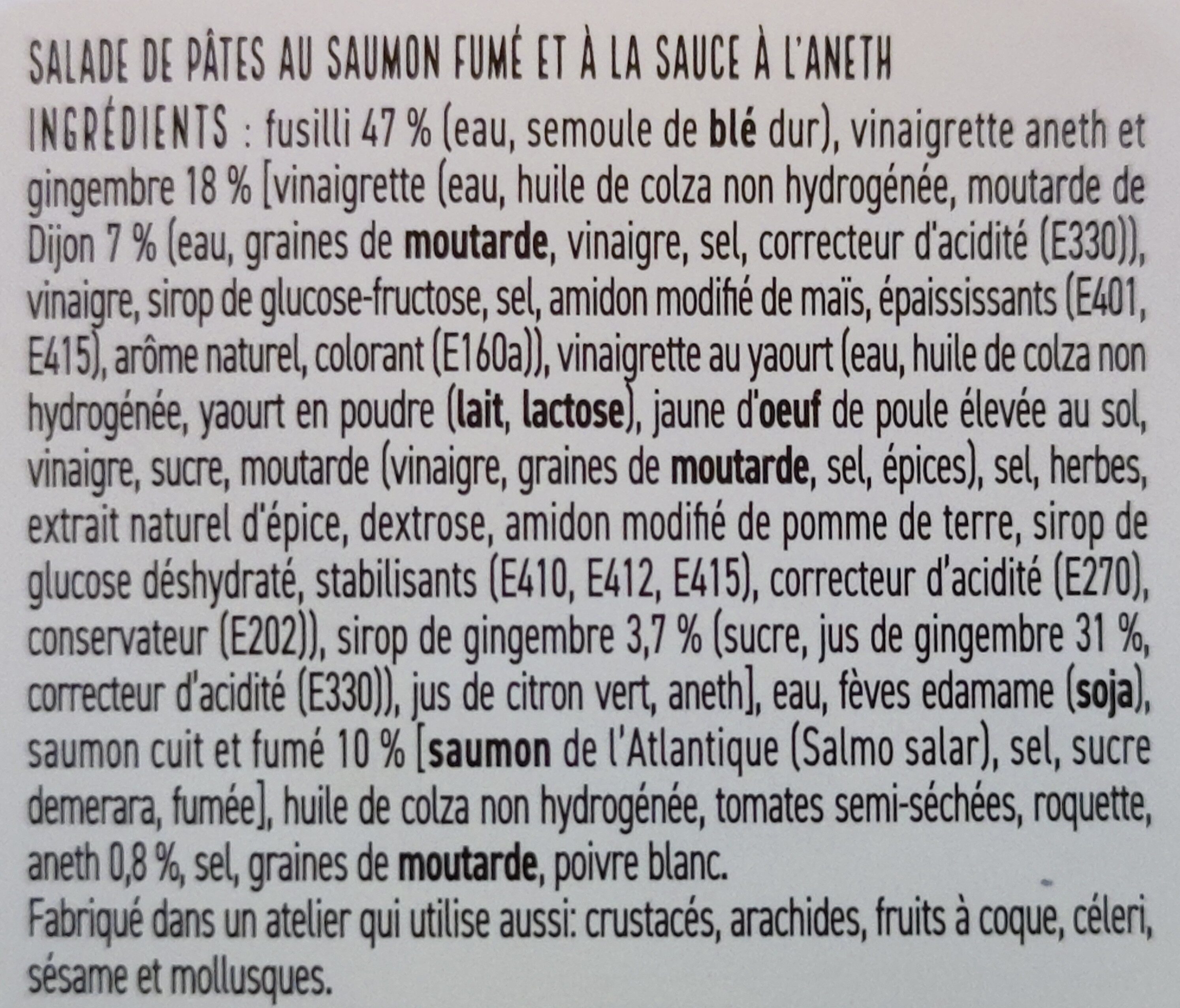 Fusilli au saumon - Ingrediënten - fr