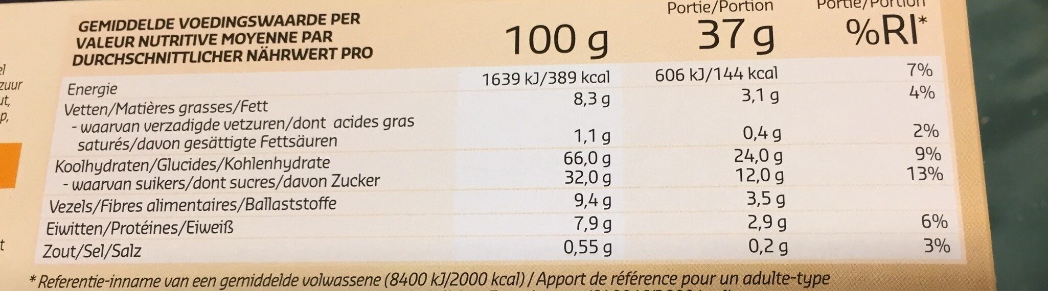 Biscuits multicéréales pomme - Voedingswaarden - fr