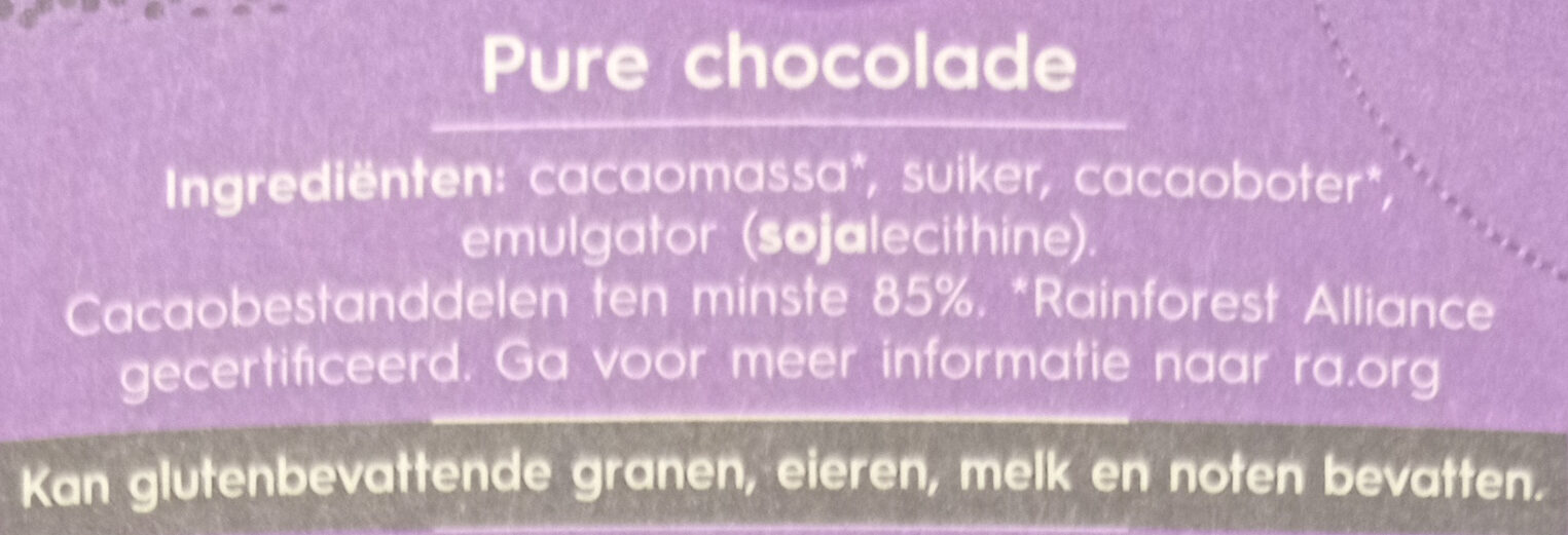 Cocoa 85% Dark chocolate - Ingrediënten