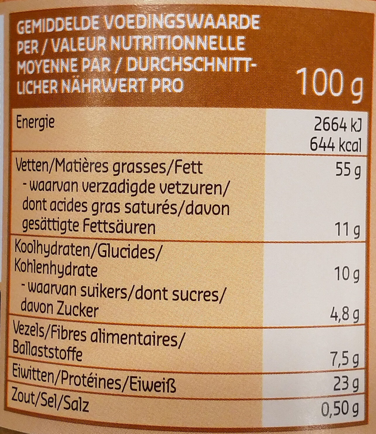 Beurre de cacahuète - Información nutricional - fr