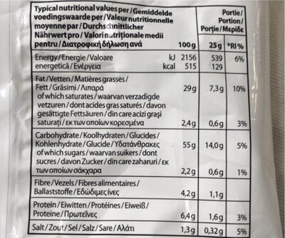 Chips paprika - Información nutricional - it