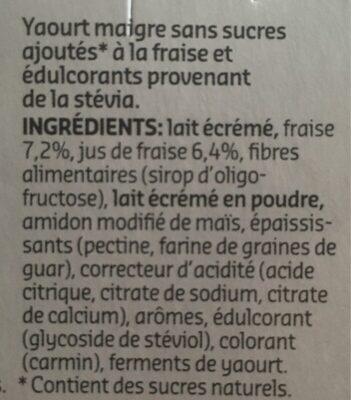 Yaourth fraise stevia - Ingredients