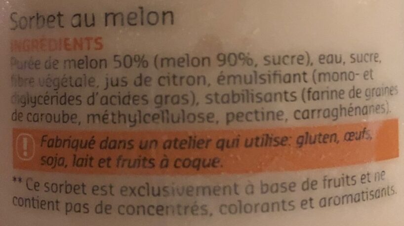 Sorbet melon - Ingrediënten - fr