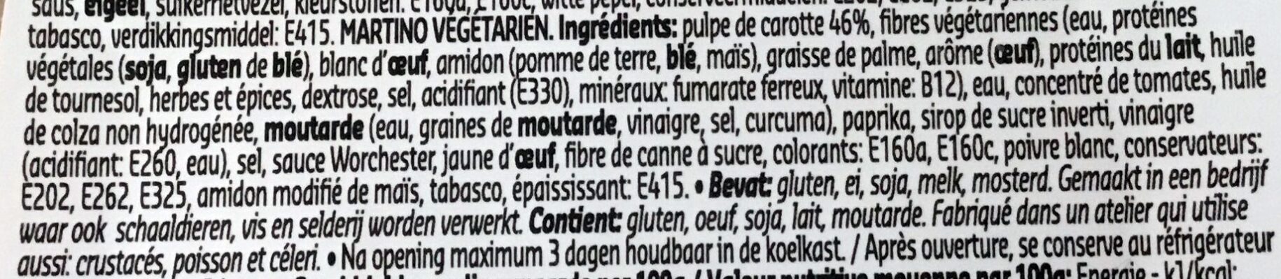 Veggie Martino - Ingredienti - fr