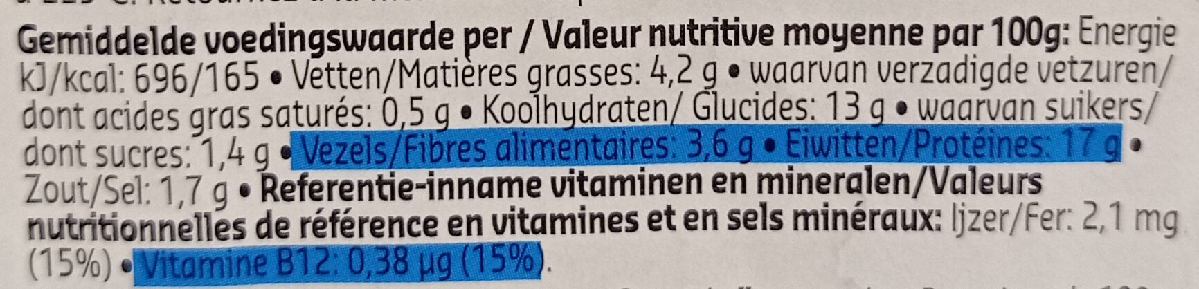 Boulettes Veggie - Voedingswaarden - fr