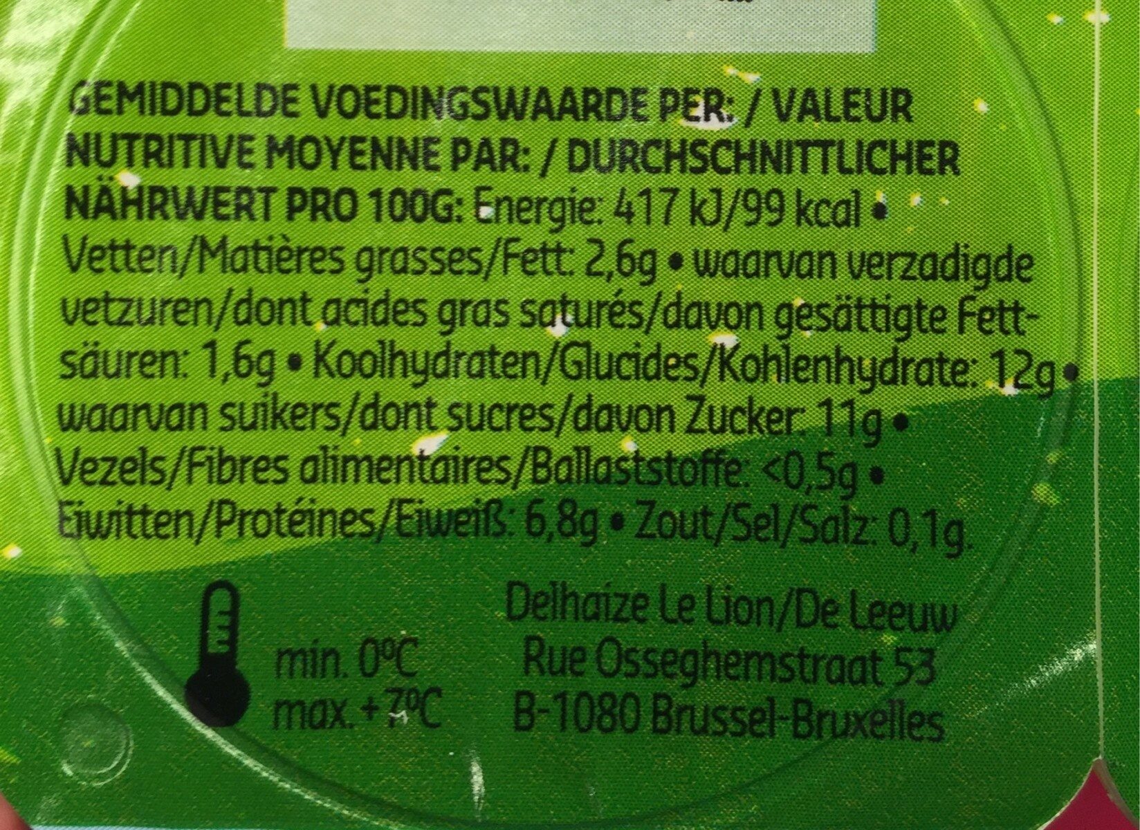 Bio fromage frais - Voedingswaarden - fr