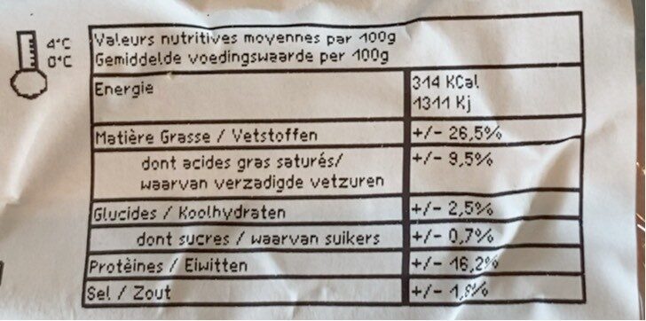 Samba Fromage - Nutrition facts - fr