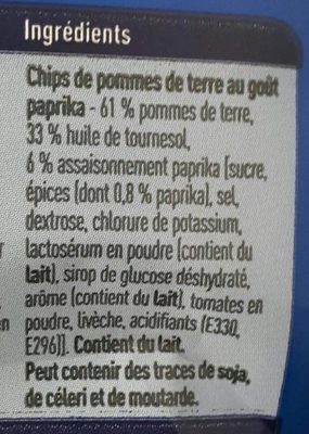 Boni Paprika Ribble chips - Ingrédients