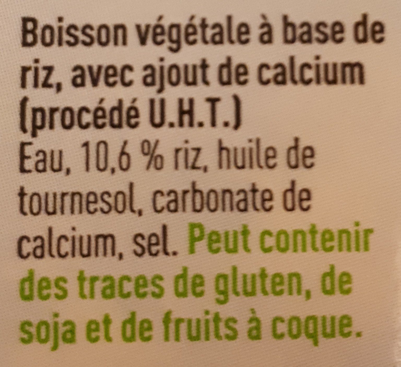 Boisson au riz - Ingrediënten - fr