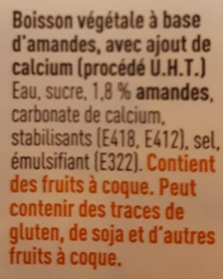 Boissons aux amandes - Ingrediënten - fr