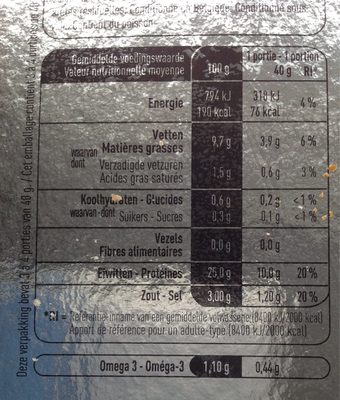 Saumon de l'Atlantique fumé - Voedingswaarden - fr