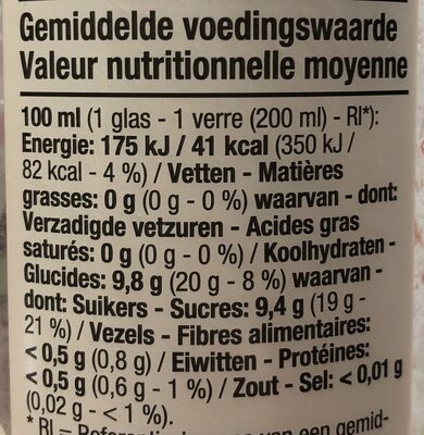 Jus pomme framboise poire Boni - Tableau nutritionnel - nl
