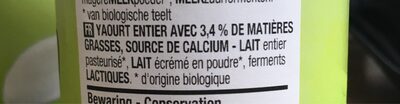 Bio yaourt - Ingrédients