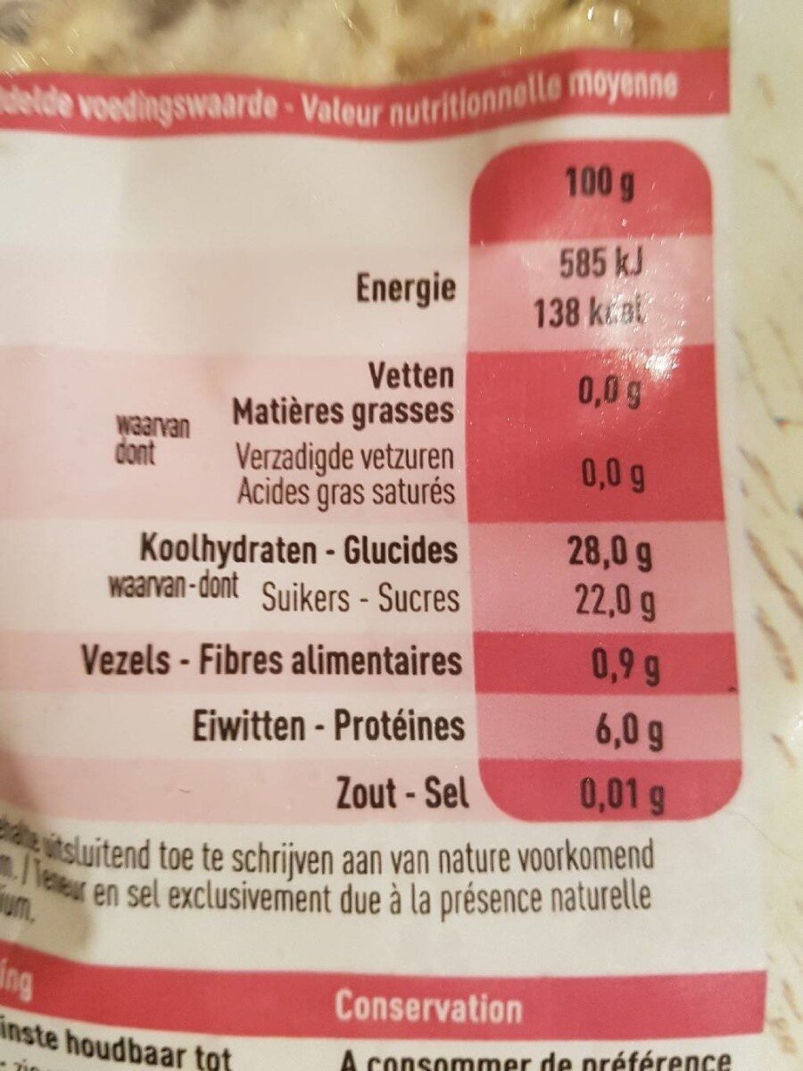 Ail émincé surgelé - Tableau nutritionnel - nl