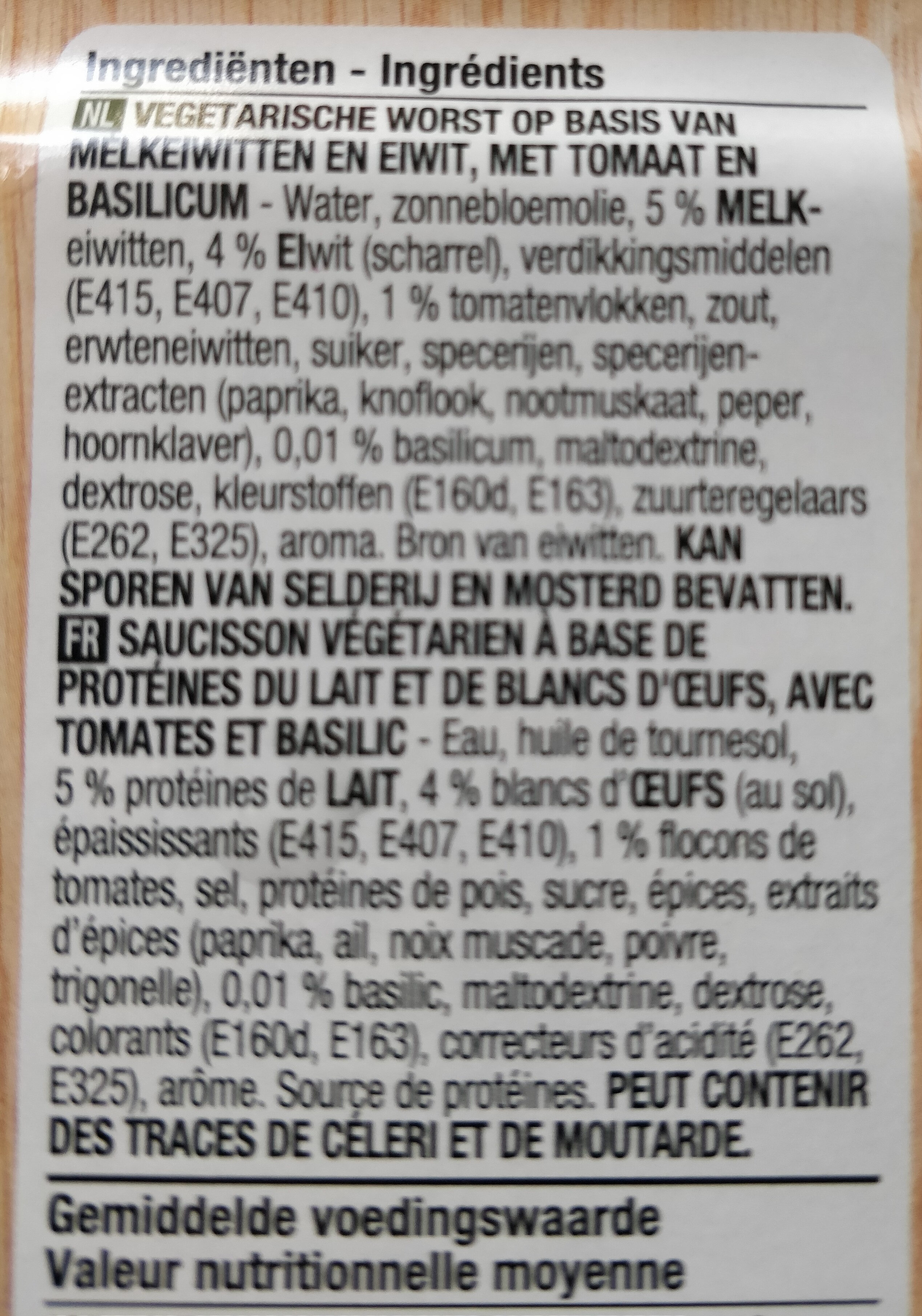 Saucisson végétarien - Ingrediënten