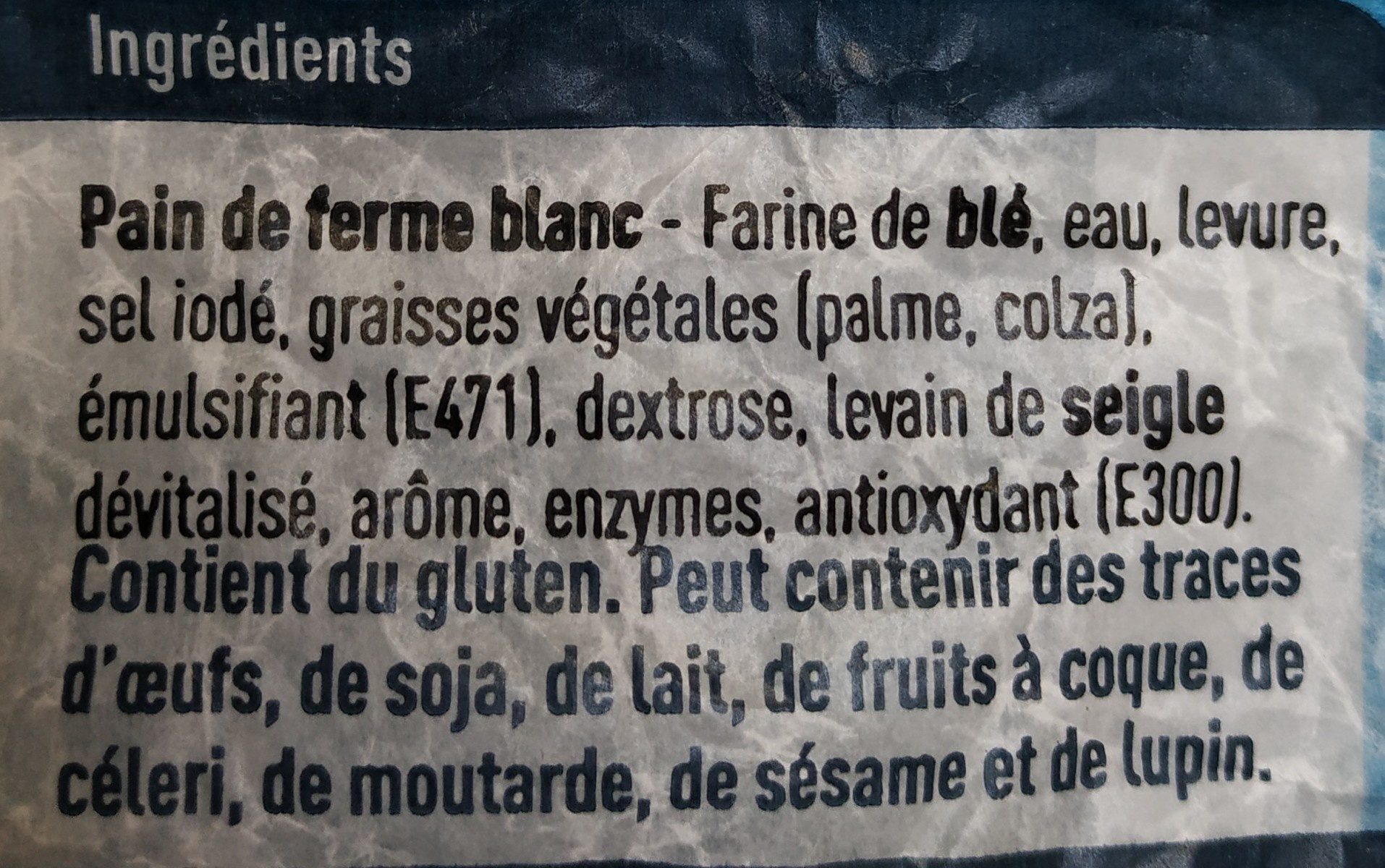 Pain de ferme blanc - Ingrediënten - fr