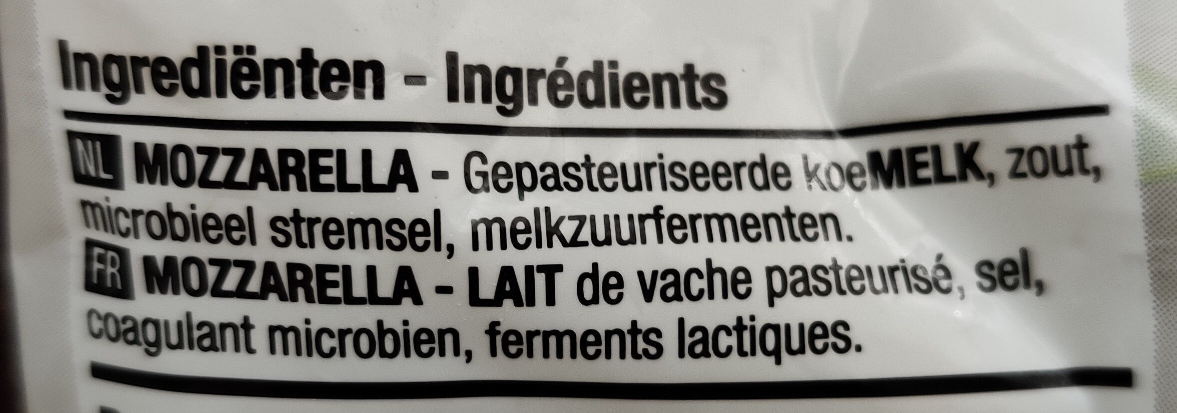 Mozzarella - Ingrédients