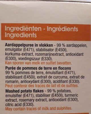 Purée de pommes de terre - Ingrediënten - fr