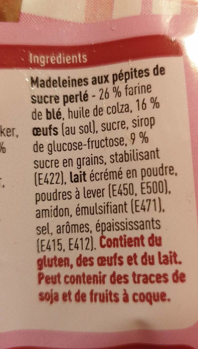 Madeleines au sucre - Ingrediënten - fr