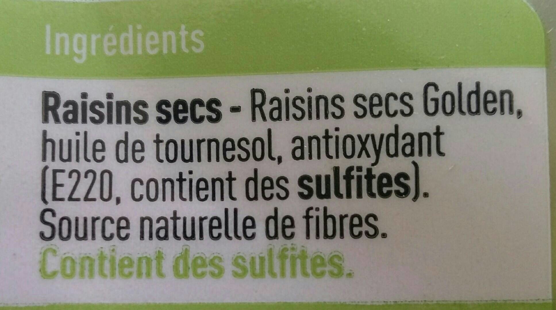 Raisins secs Golden - Ingrédients
