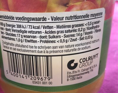 Mousseline de pommes - Tableau nutritionnel