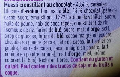 Crunchy Muesli au chocolat - Ingrédients
