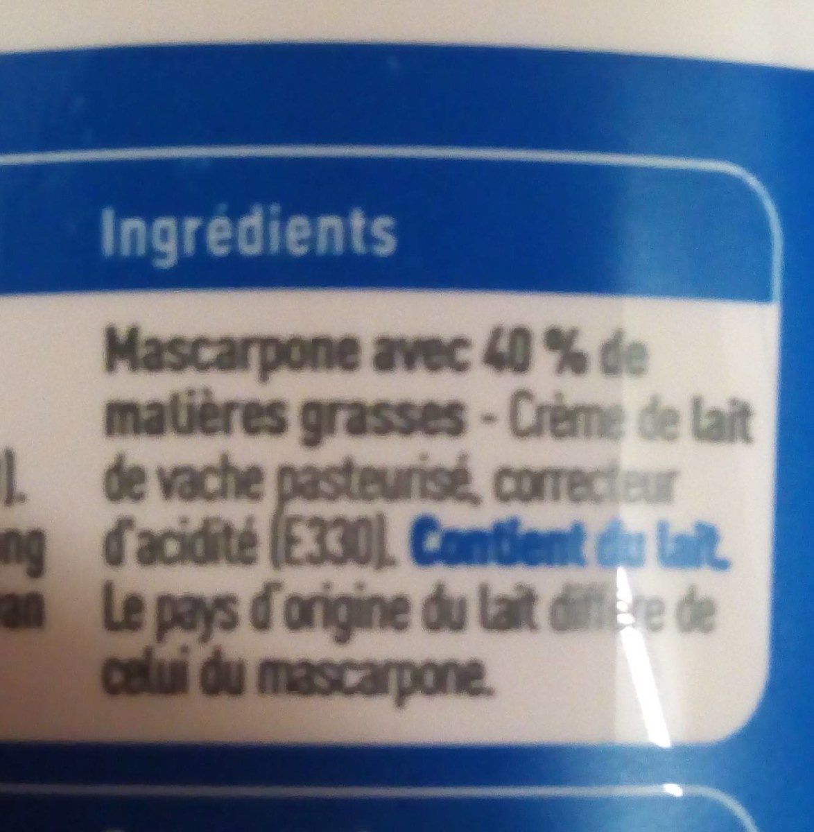 Mascarpone - Ingrediënten - fr
