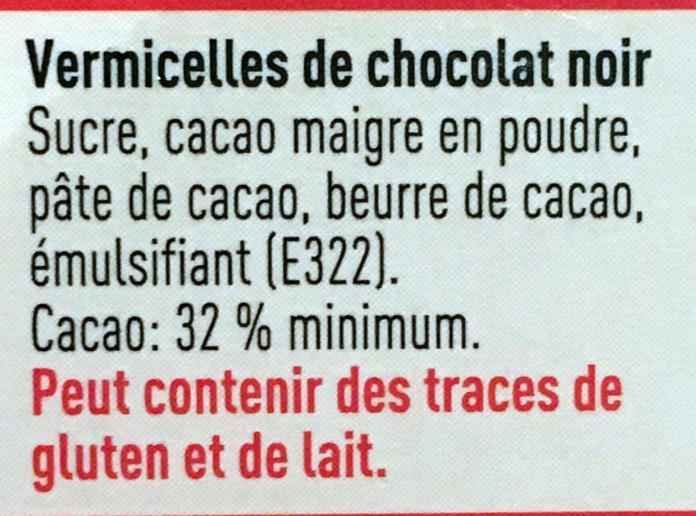 Vermicelles chocolat noir - Ingrediënten - fr
