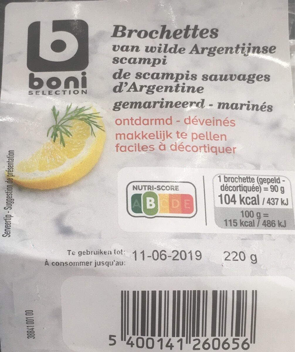 Brochettes de scampis sauvages d'Argentine marinés - Produit