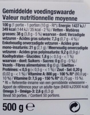 Omega 3 Végétal - Tableau nutritionnel