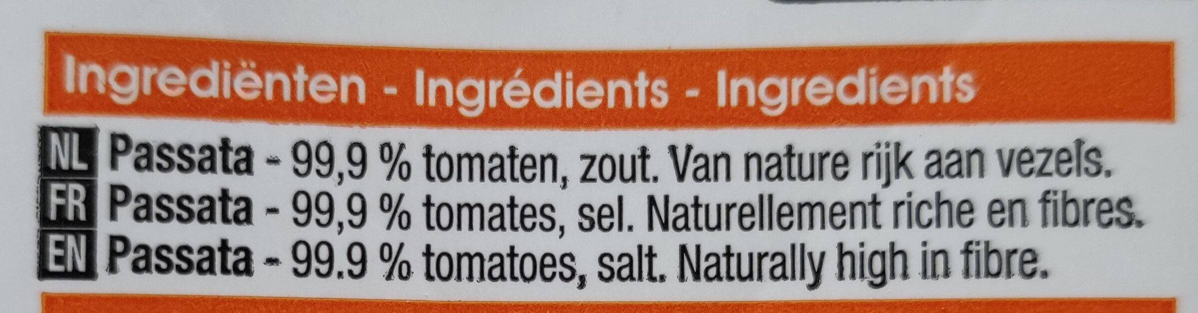 Tomates tamisées - Ingrédients
