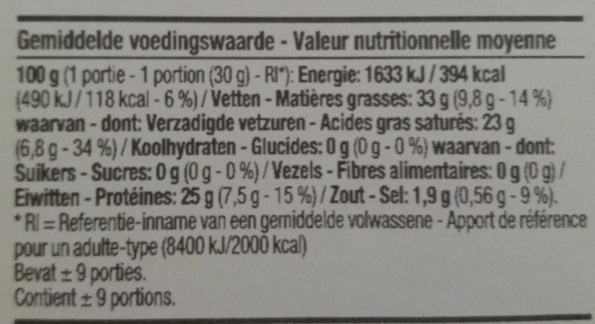 Gouda Belegen Demi-Vieux - Tableau nutritionnel