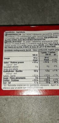Bouillon de viande - Nutrition facts - fr