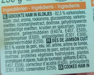 Hamblokjes -dés de jambon - Ingredients - fr