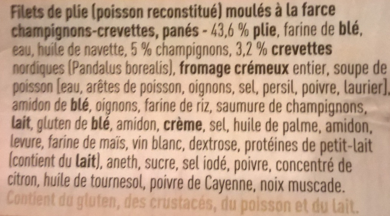 Plie panée farce champignons-crevettes - Ingrediënten - fr