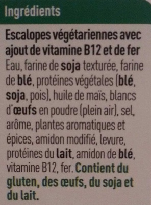 Veggie Schnitzels Escalopes - Ingrédients