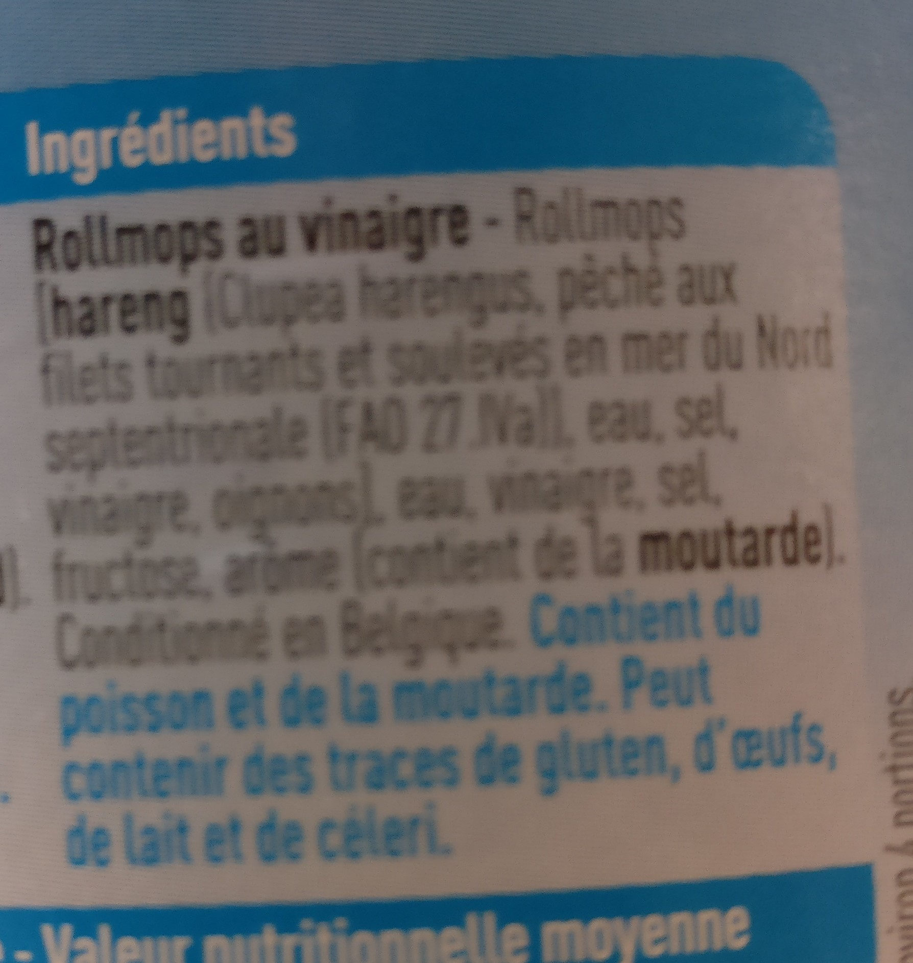 Rolmops au vinaigre - Ingrediënten - fr