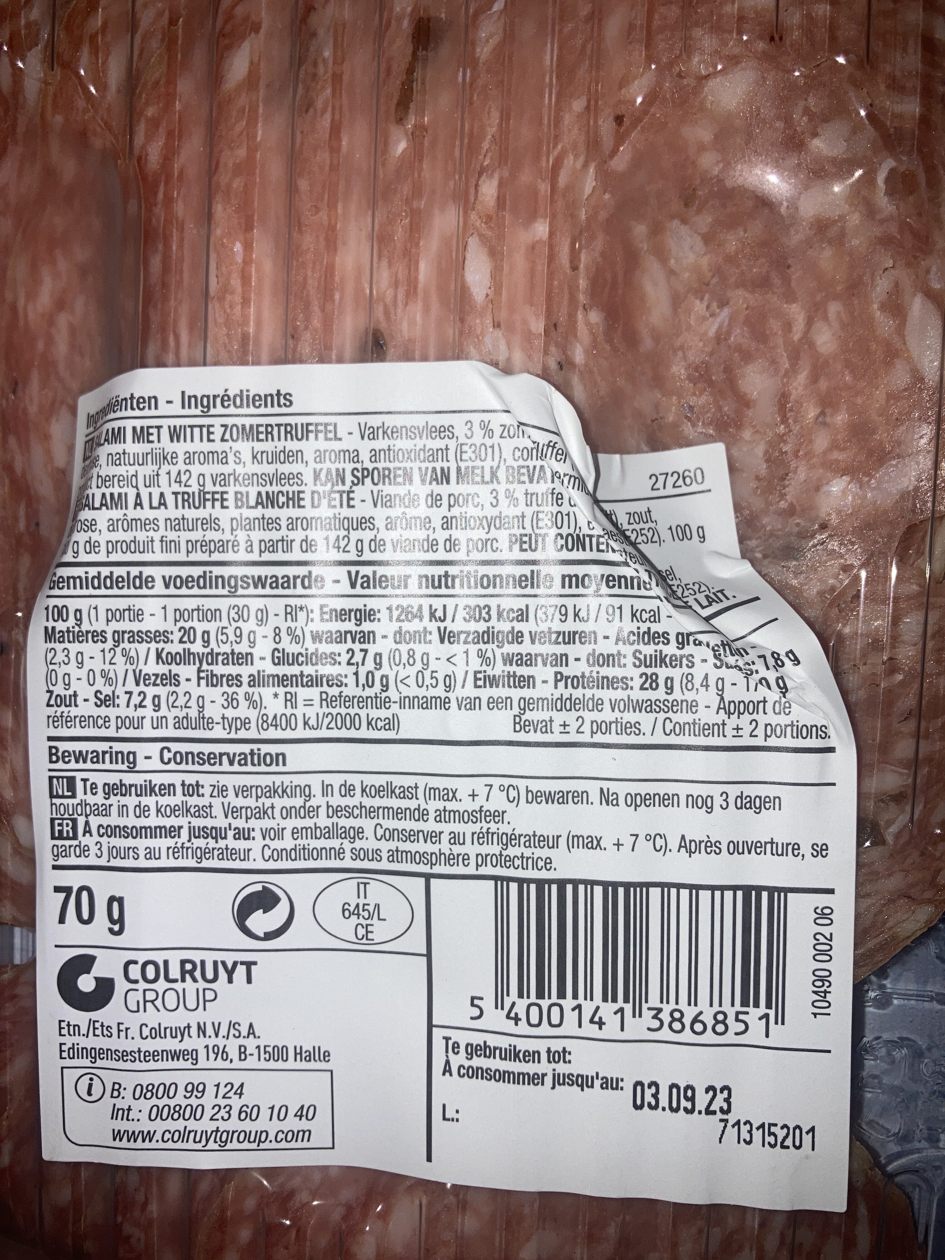 Salami a la truffe - Ingrediënten - fr