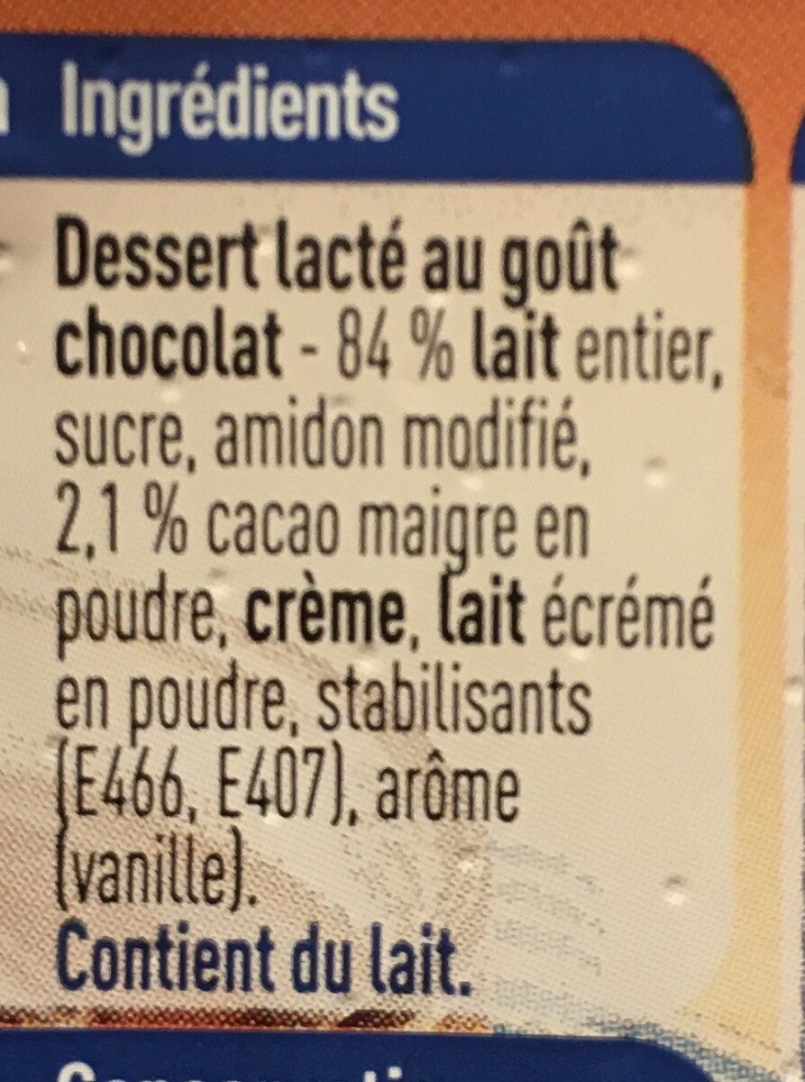 Boni creme dessert chocolat - Ingrédients