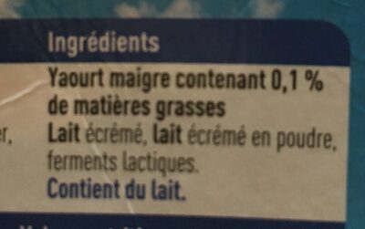 Yaourt maigre nature - Ingredients - fr