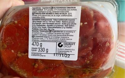 Halfgedroogde tomaten - Voedingswaarden - fr