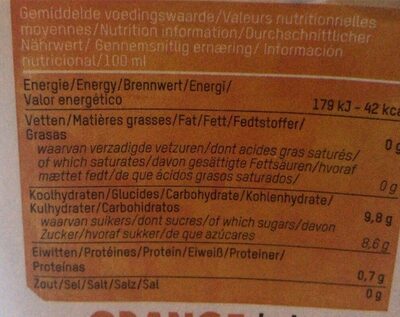 Oxfam Orange juice - Tableau nutritionnel