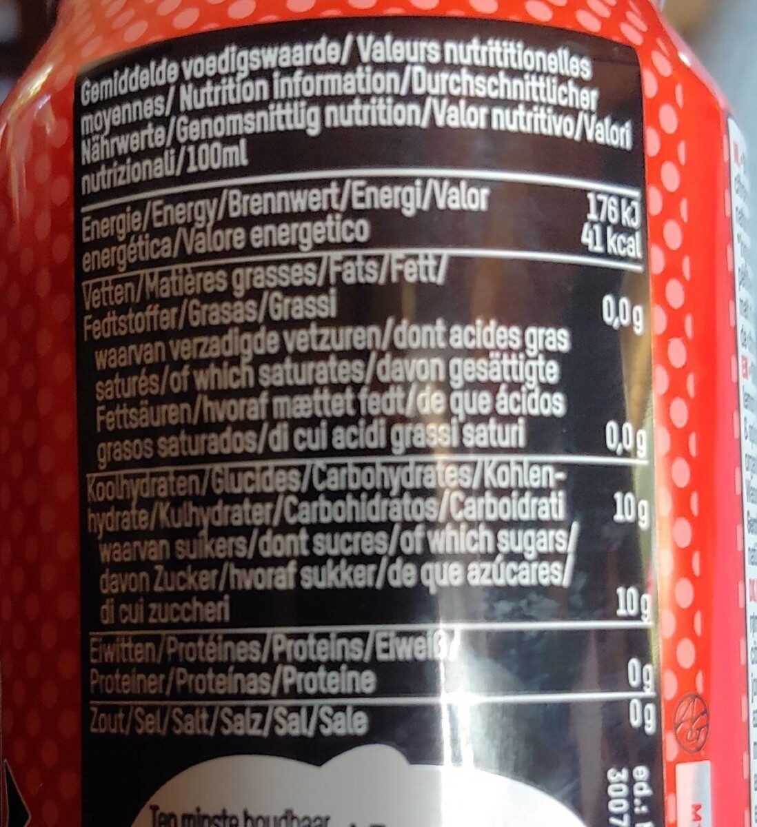 Cola - Tableau nutritionnel