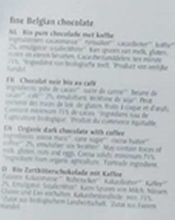 Oxfam Dark Chocolate with Coffee - Ingrediënten - fr