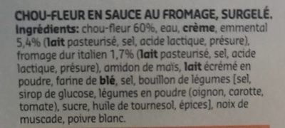 Chou-fleur sauce fromage - Ingrediënten - fr