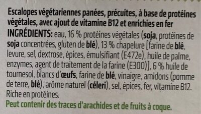 Ecalope végétarienne - Ingrédients